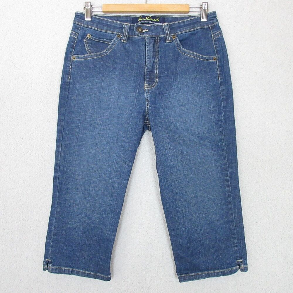 Gloria Vanderbilt Jeans Womens 10 Capri Cropped Stretch Blue Denim Relaxed